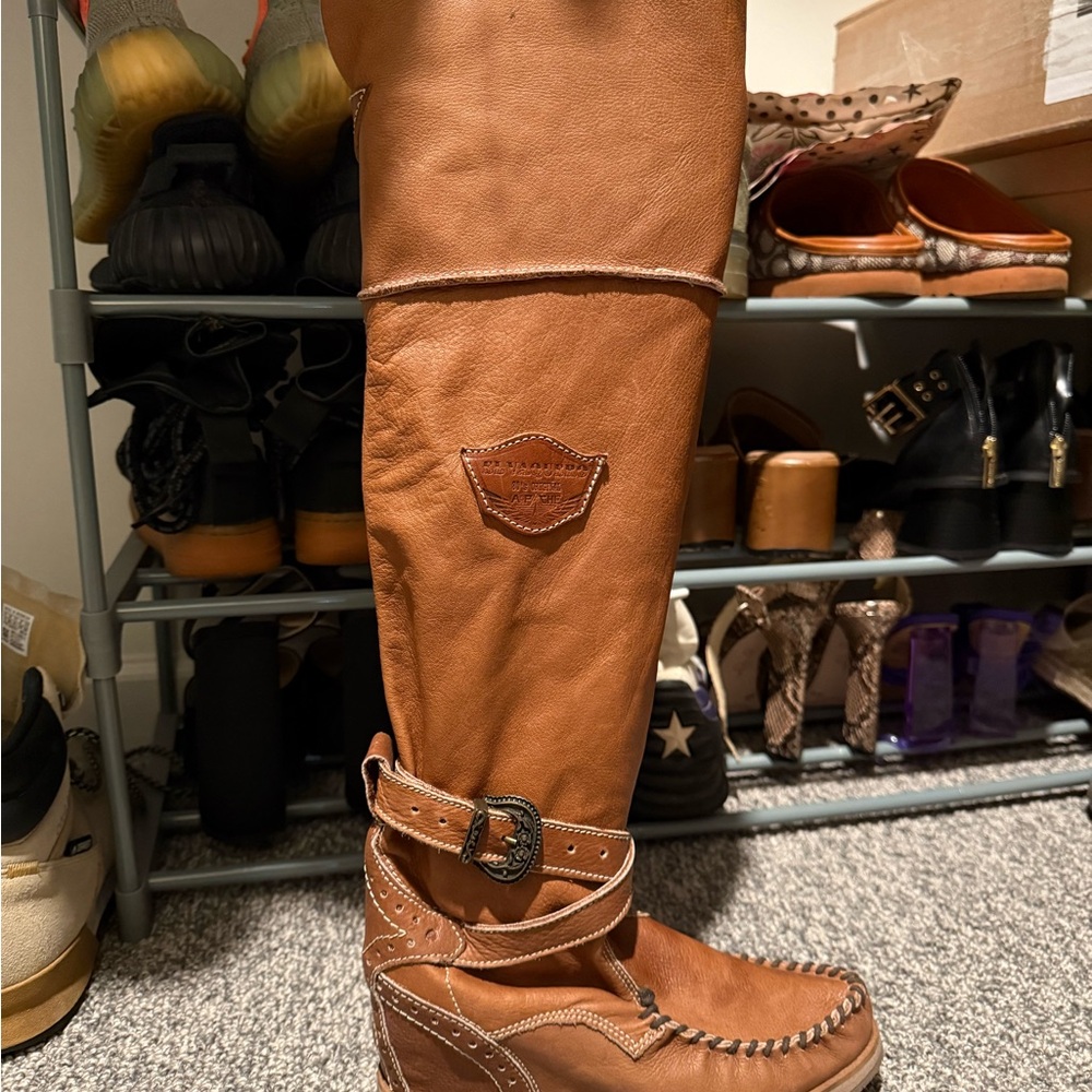 Elegant Brown Leather Moccasin Boots